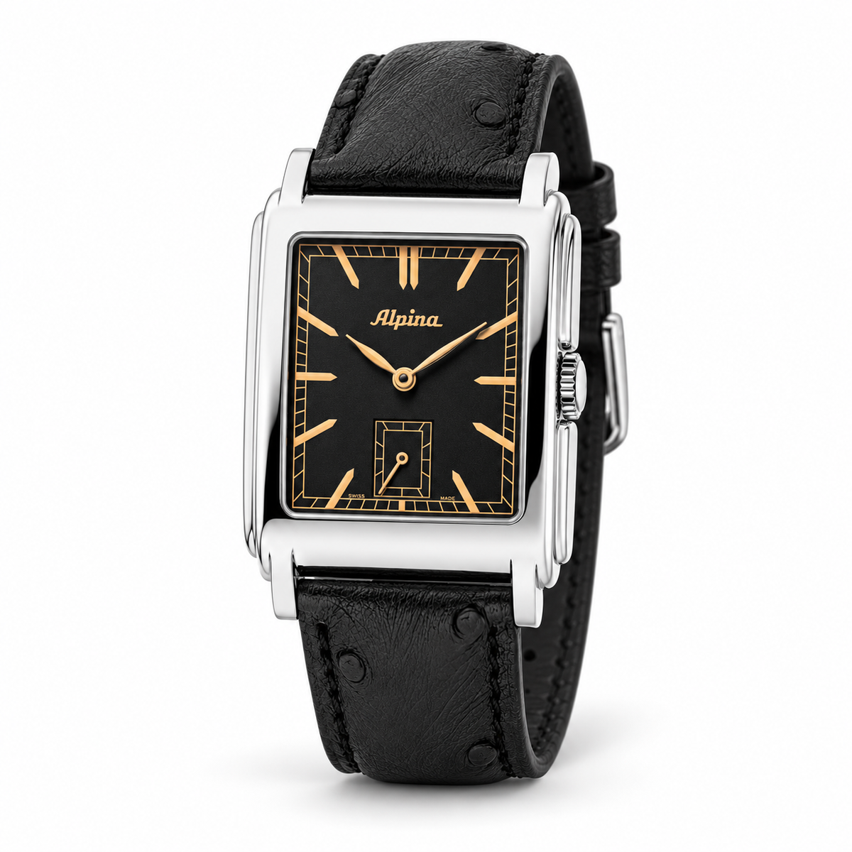 Alpina Alpiner Heritage Carrée Automatic Édition Europe AL-530BBG3C6 — vue de trois quarts