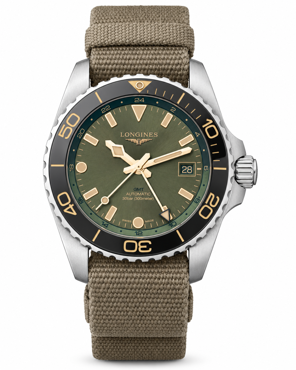 Longines HydroConquest GMT L3.790.4.06.2 — vue de face
