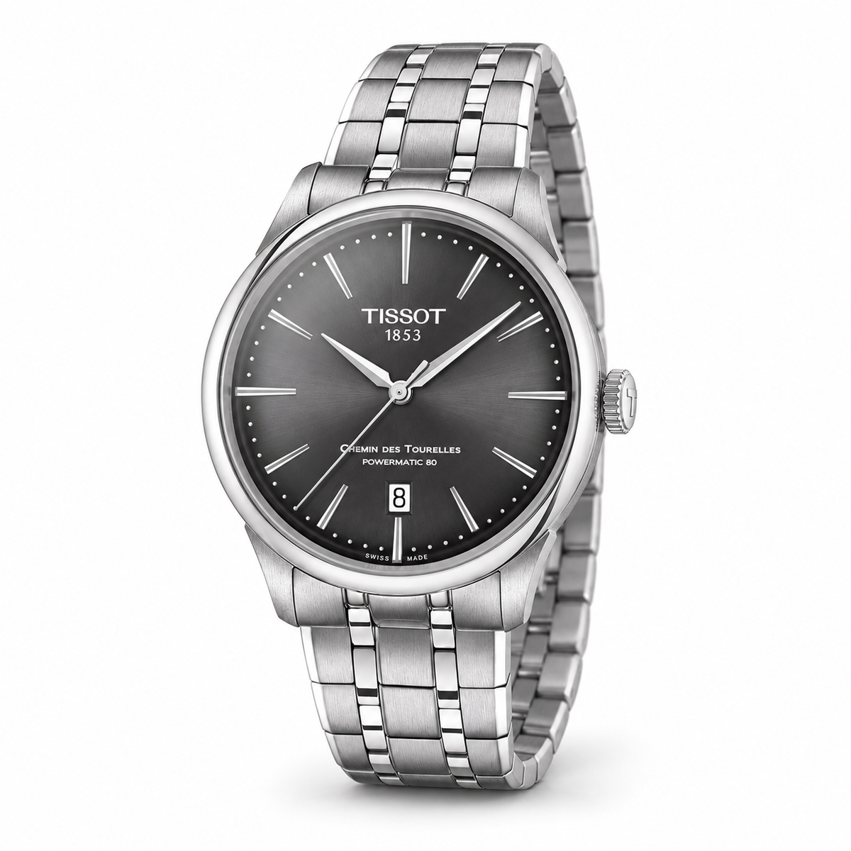 Tissot Chemin des Tourelles Powermatic 80 T139.807.11.061.00 — vue trois quarts
