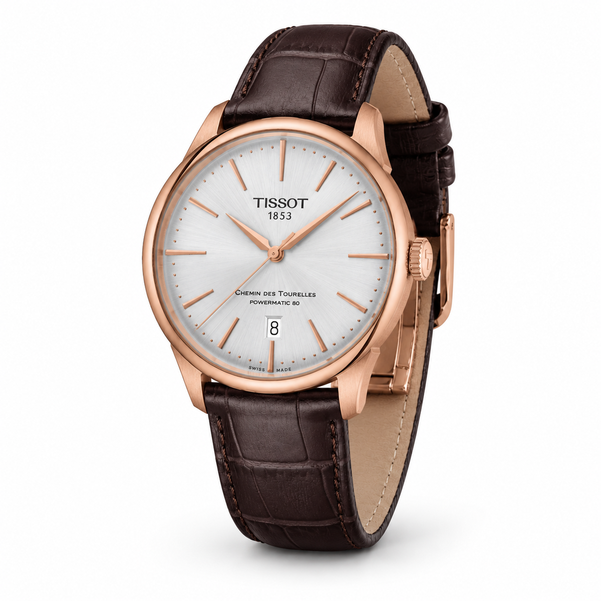 Tissot Chemin des Tourelles Powermatic 80 T139.807.36.031.00 — vue trois quarts